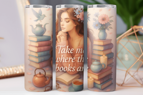Book Lover Girl Skinny Tumbler Wrap Png Review