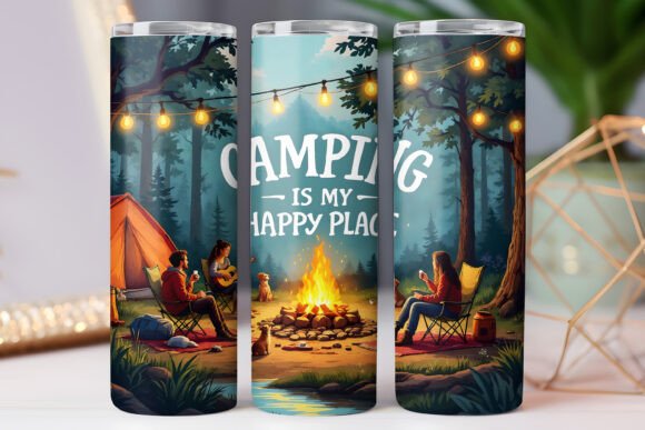 Camping Tumbler Wrap Design for Embroidery Projects