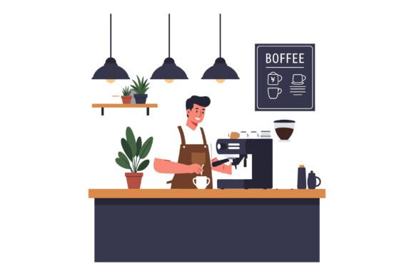 Coffee Shop Barista Preparing Espresso I