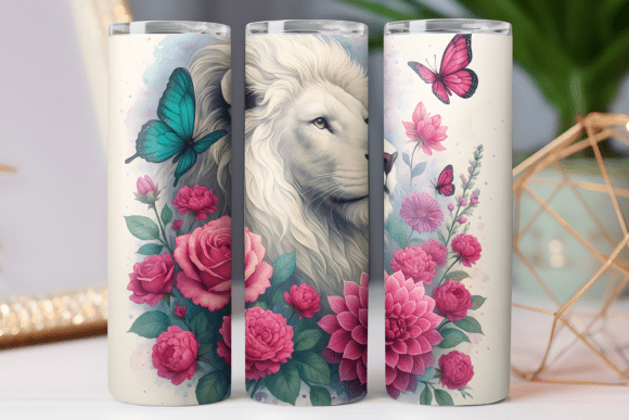 Lion Floral Tumbler Wrap Design PNG 20oz Review