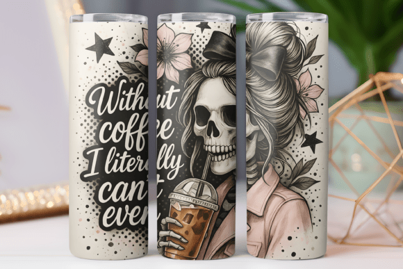 Skeleton Coffee Tumbler Wrap 20oz Skinny Review