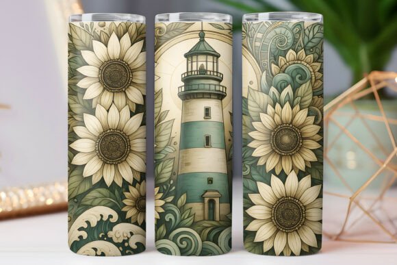 Sunflower Lighthouse Tumbler Wrap Design Review