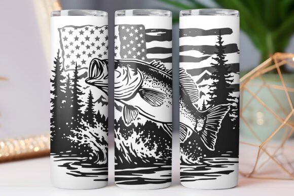 Vintage Us Flag Fishing Tumbler Wrap PNG Review