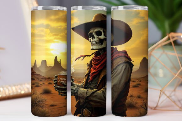 Western Cowboy Skeleton Tumbler Wrap Design Review